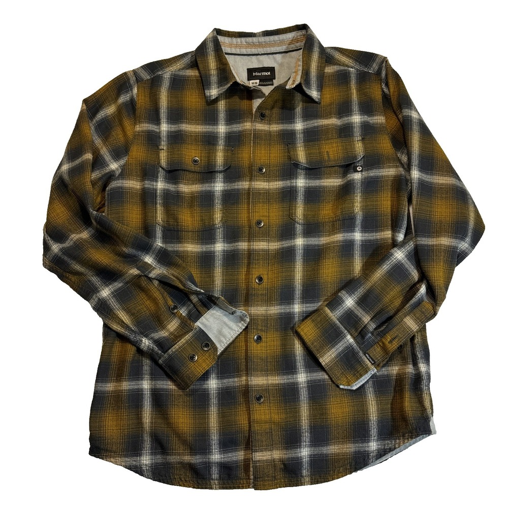 Marmot Jasper Midweight Flannel‎ CoolMax Brown Plaid Long-Sleeve Shirt Medium